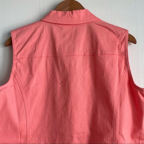 Quacker Factory by Jeanna Bice rhinestone vest coral sz Medium - Picture 5 of 8